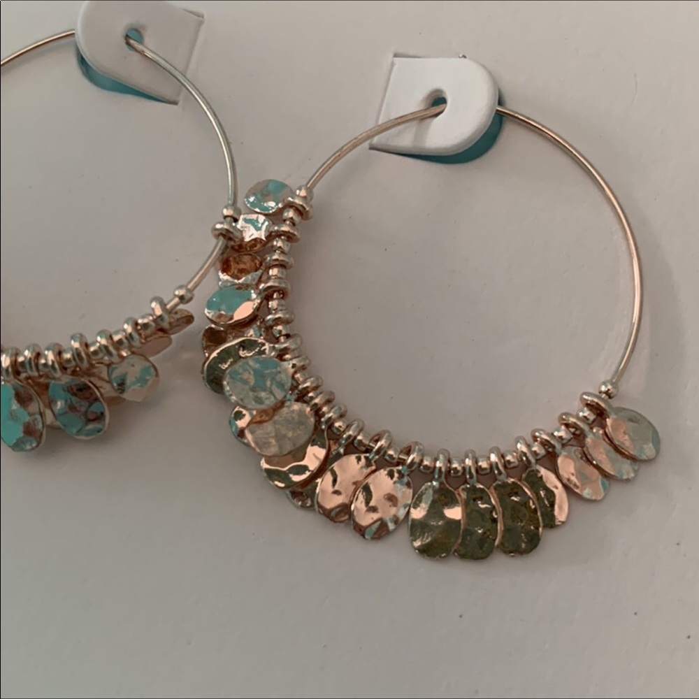 LOFT Rosegold Beaded Hoop Pierced Earrings - Picture 3 of 7